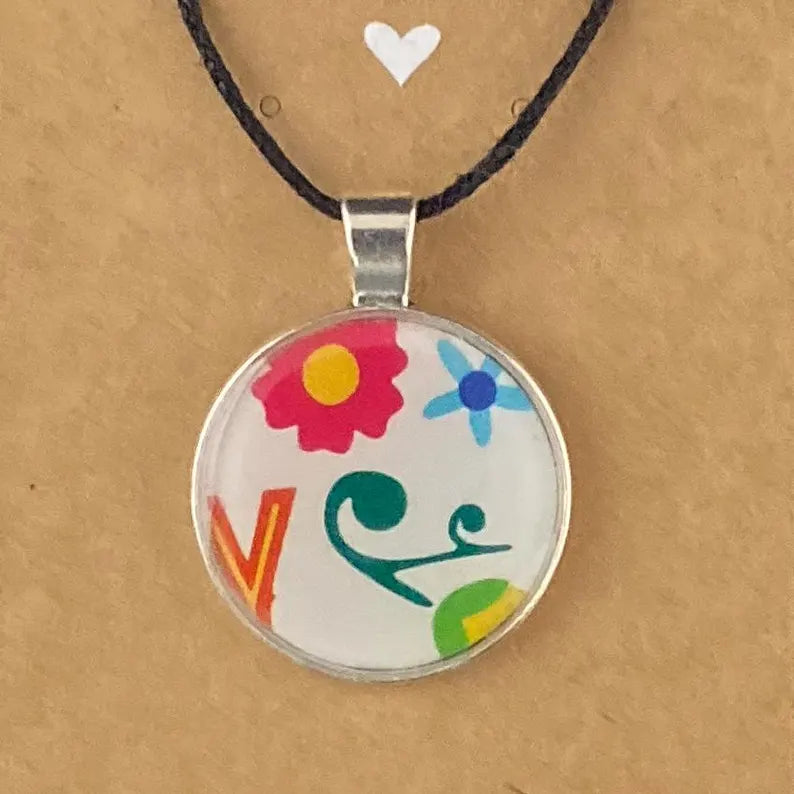 Colourful funky pendant in recycled