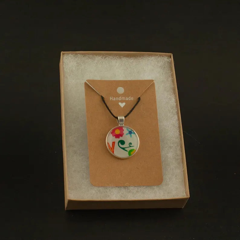 Colourful funky pendant in recycled