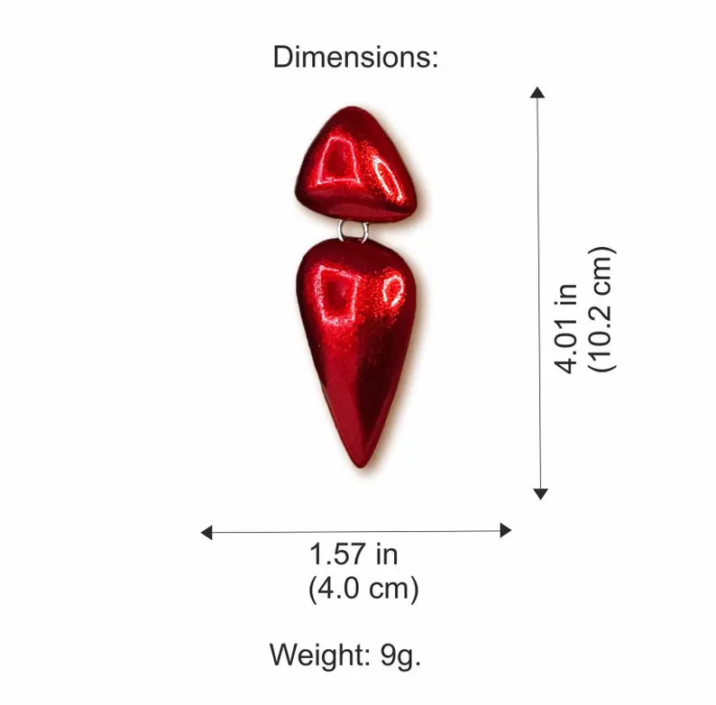Big Red Geometric Dangle Earrings